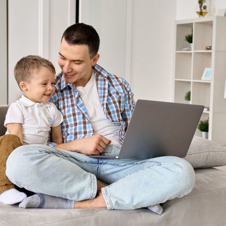 A father and young son finding ways to lower their health insurance.