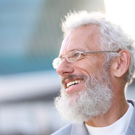 Smiling Happy Mature Old Successful Bearded Business Man Leader,